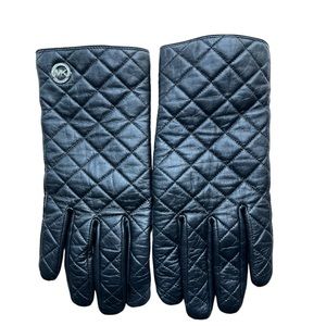 MICHAELS KORS BLACK 100% LEATHER GLOVES EUC size medium